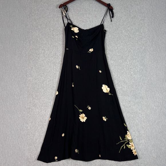 Reformation Black Floral Saldana Midi Sundress in Kiara Size 8 - Picture 2 of 11